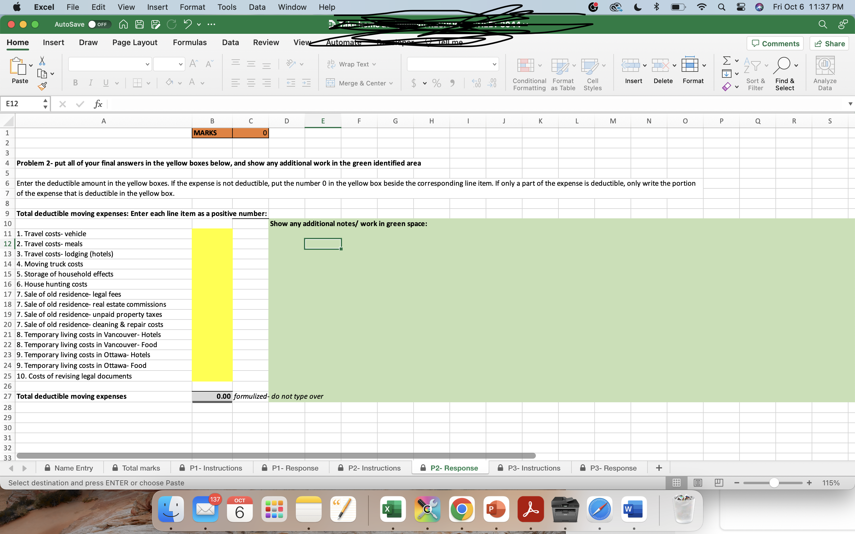 Problem 2: Chapter 9: Moving expenses Instructions: At the request of