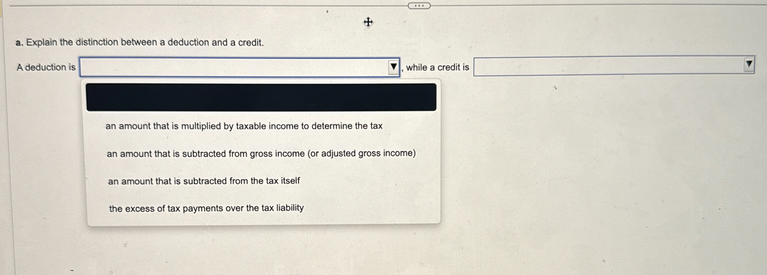  a. Explain the distinction between a deduction and a credit. A