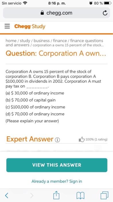  Sin servicio 8:16 p. m. 80 % a chegg.com Chegg Study