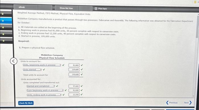  Weighted Average Method, flfo Method, Physical Flow, Equivalent Unis Naddelton Company