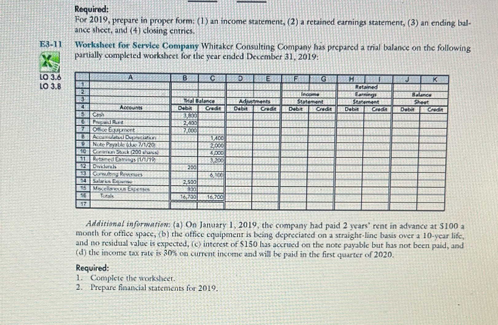  Required: For 2019, prepare in proper form: (1) an income statement,