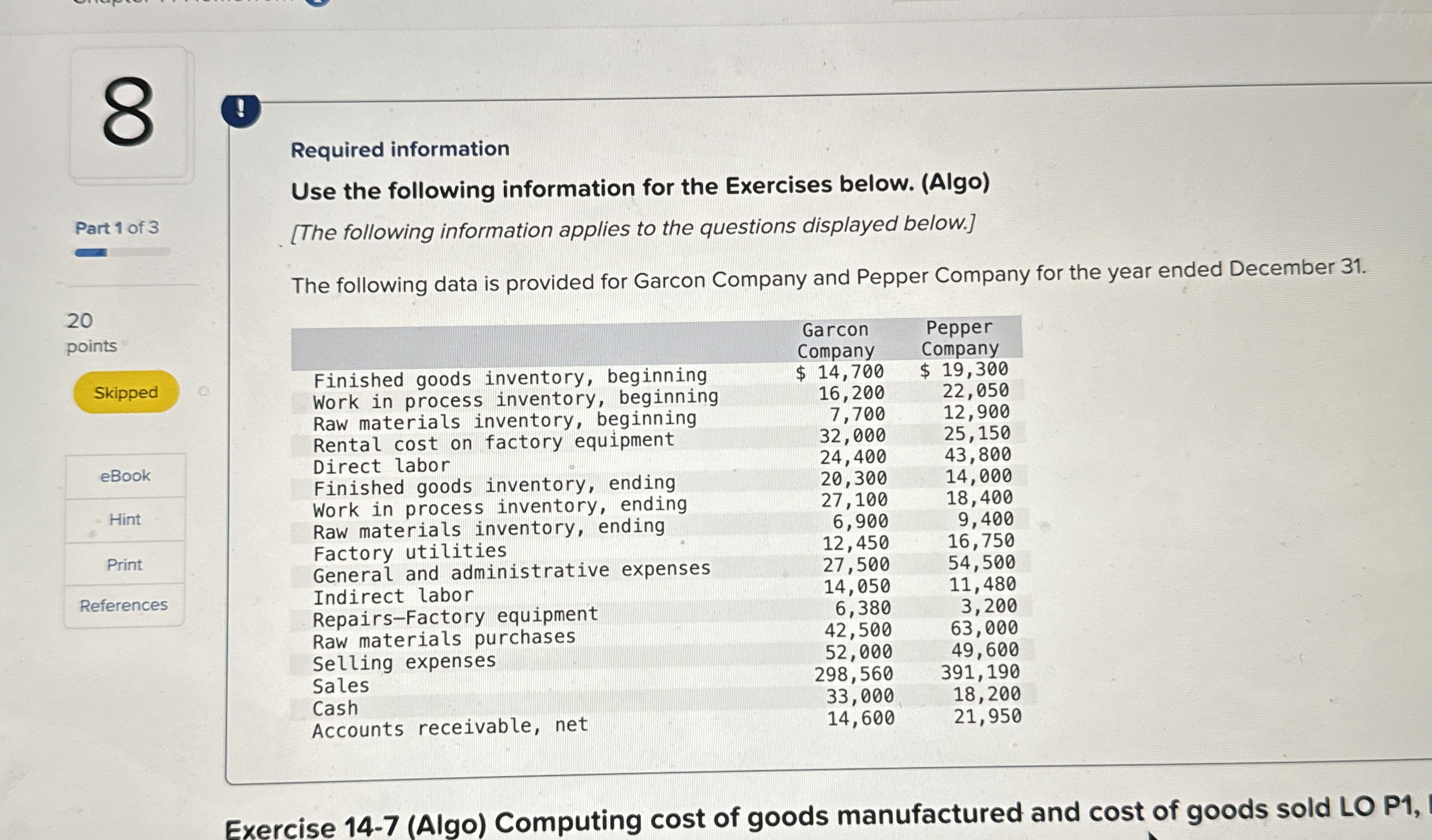  Chapter 14 Homework 1 1 Required information Required 1 Required 2