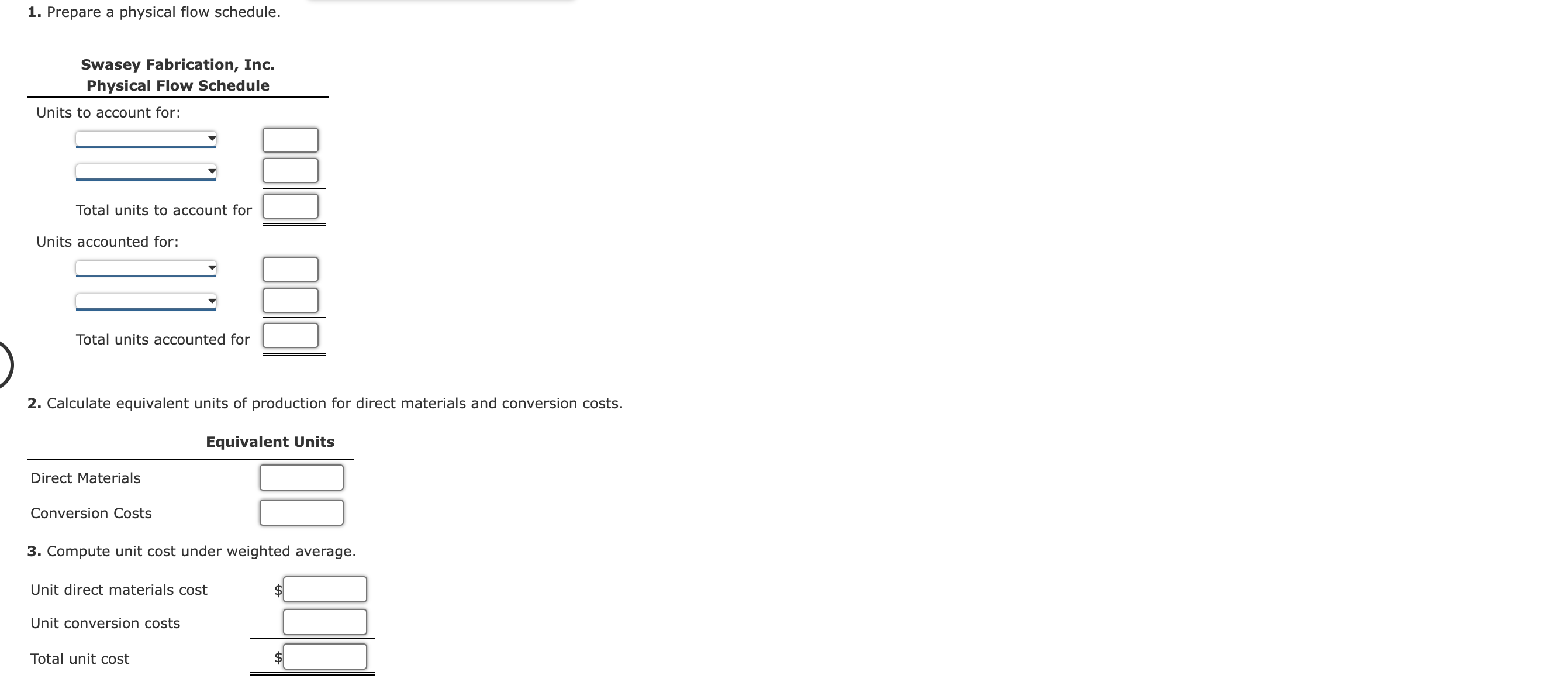 ABC the following data: a. In Cutting, all direct materials are added