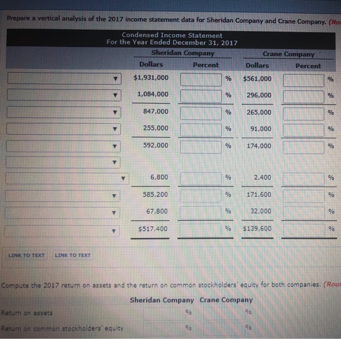 and Crane Company, two competitors. All balance sheet data are as of