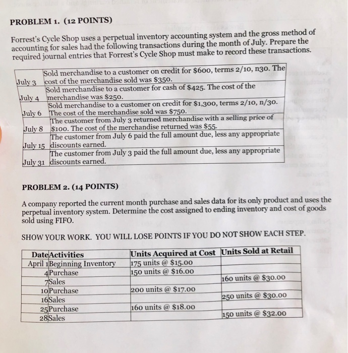  Please help me do this assignment PROBLEM 1. (12 POINTS) Forrest's