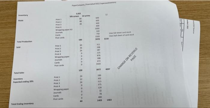Poster Company using the information provided (10 sheets in excel) V Prepare