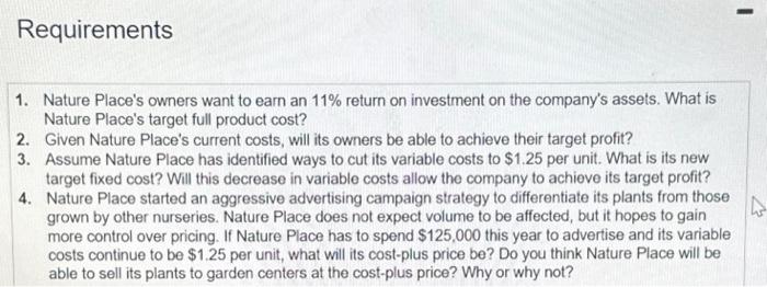 Nature Place operates a commercial plant nursery where it propagates plants for