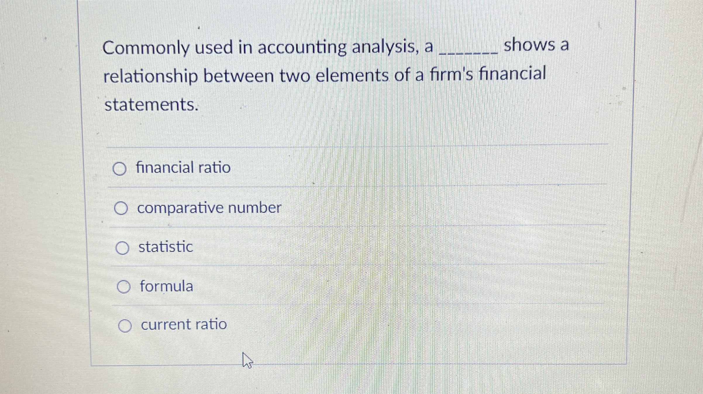  Commonly used in accounting analysis, a shows a relationship between two