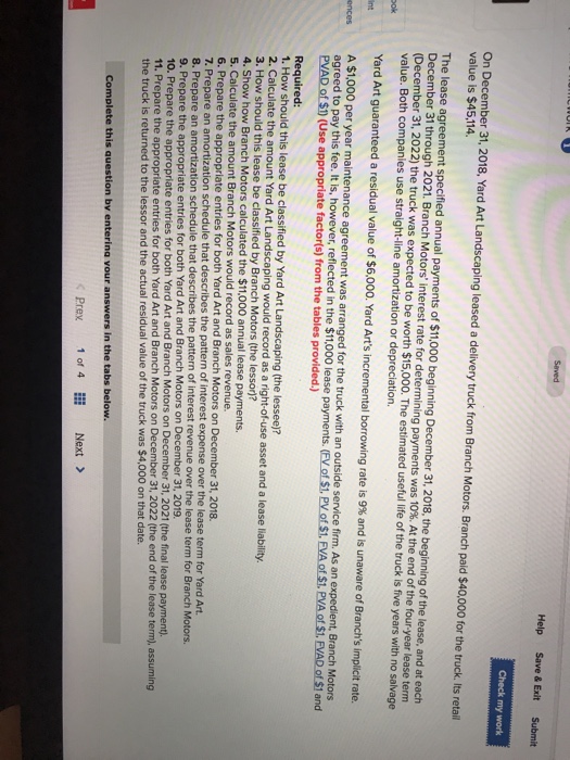  Help Save &Exit Submit Check my work On December 31, 2018,