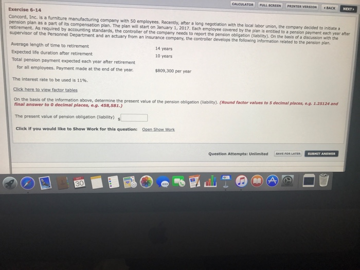  CALCULATOR FULL SCREEN PRINTER VERSION BACK BACK NEXT Exercise 6-14 Concord,