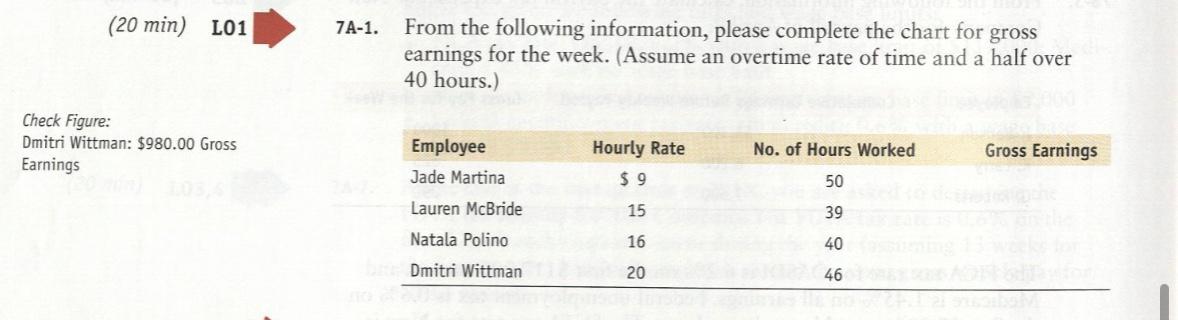  Solve problems 7A-1 page, 271 from text book. From the following