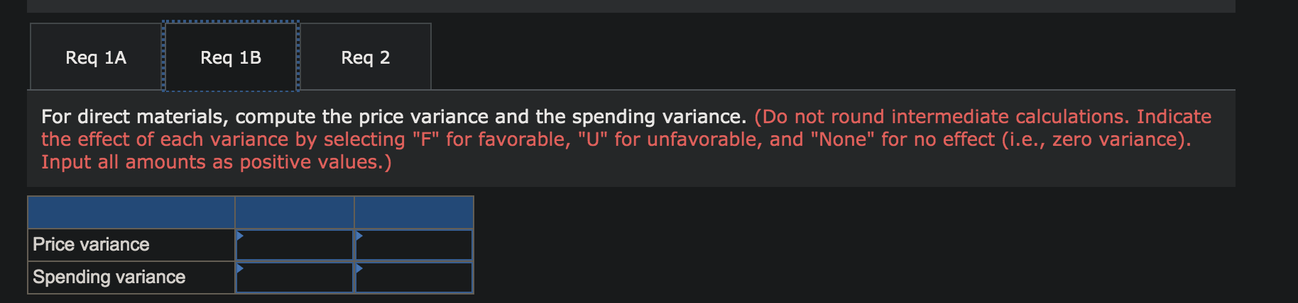 following standards have been set: Direct materials Direct labor Standard Quantity Standard