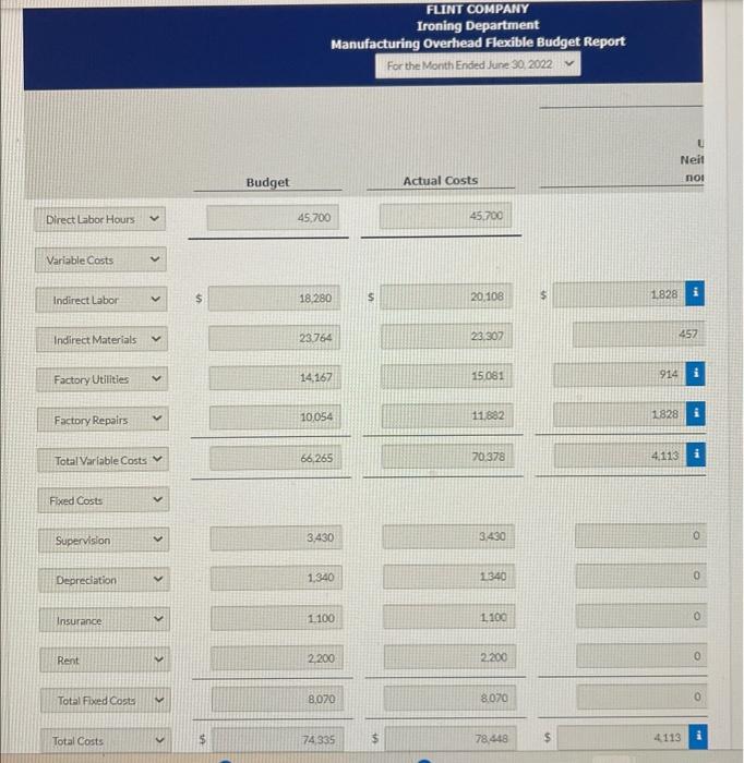 the Year 2022 Ictivity Level Direct Labor H Tariable Costs $17,080 \(