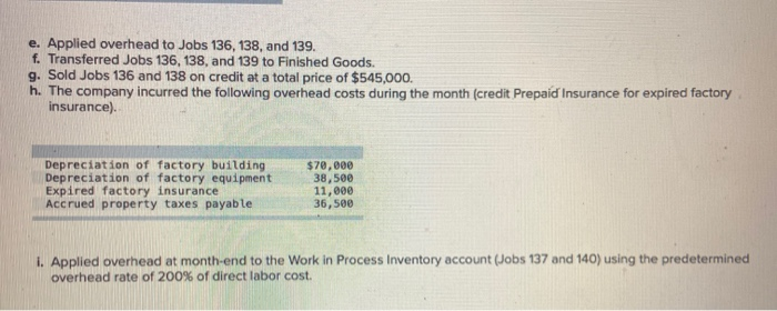 job order costing LO P1, P2, P3 (The following information applies to