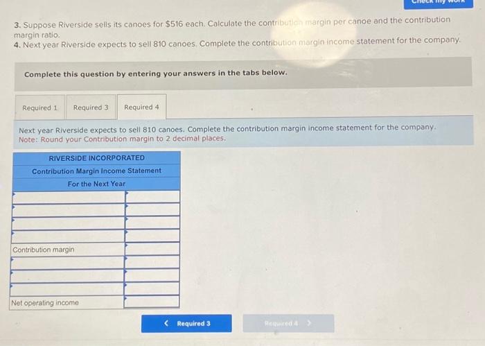 its canoes for $516 each. Calculate the contribution margin per canoe and