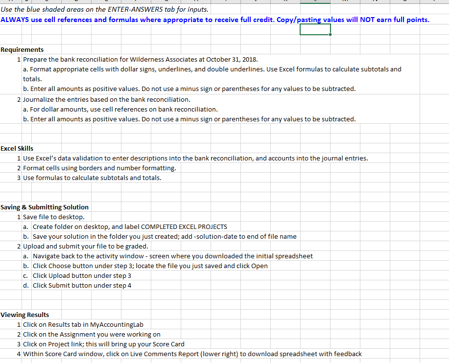 Excel for a Bank Reconciliation Lori Anders of Wilderness Associates is getting
