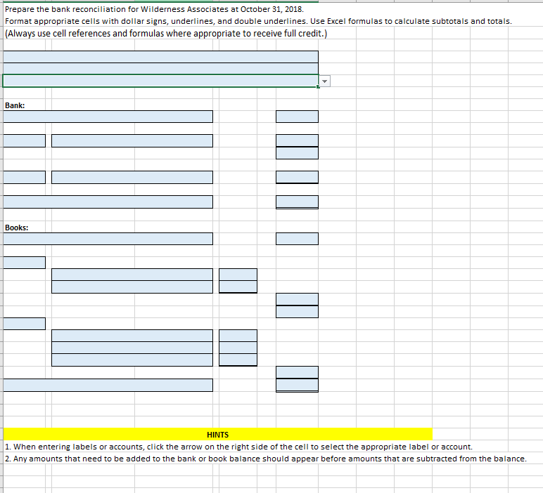 ready to prepare the October bank reconciliation. The cash balance on the