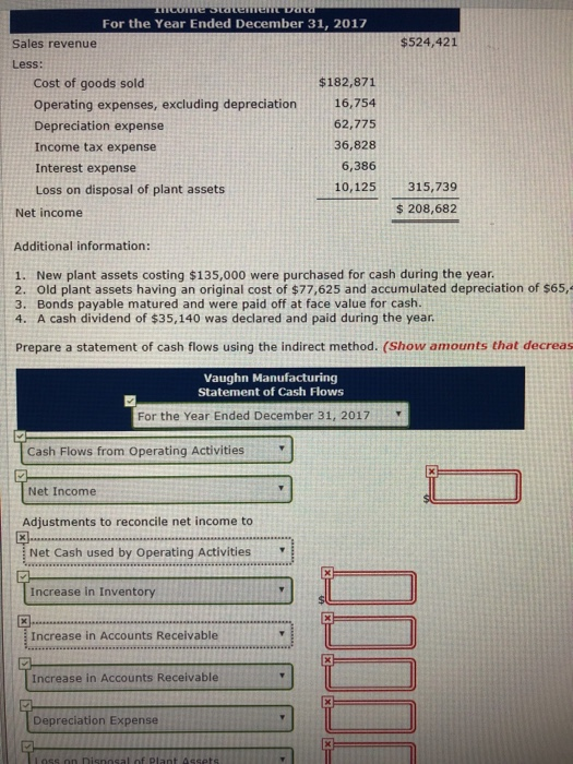 data of Vaughn Manufacturing follow Vaughn Manufacturing Comparative Balance Sheets December 31