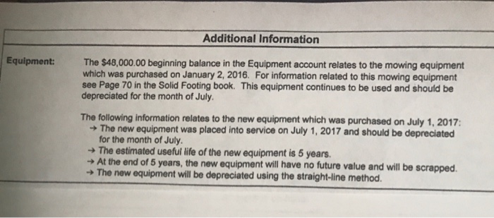 Account names included Depreciation expense and Depreciation? 70 SOLID FOOTING Chapter 7-Adjusting