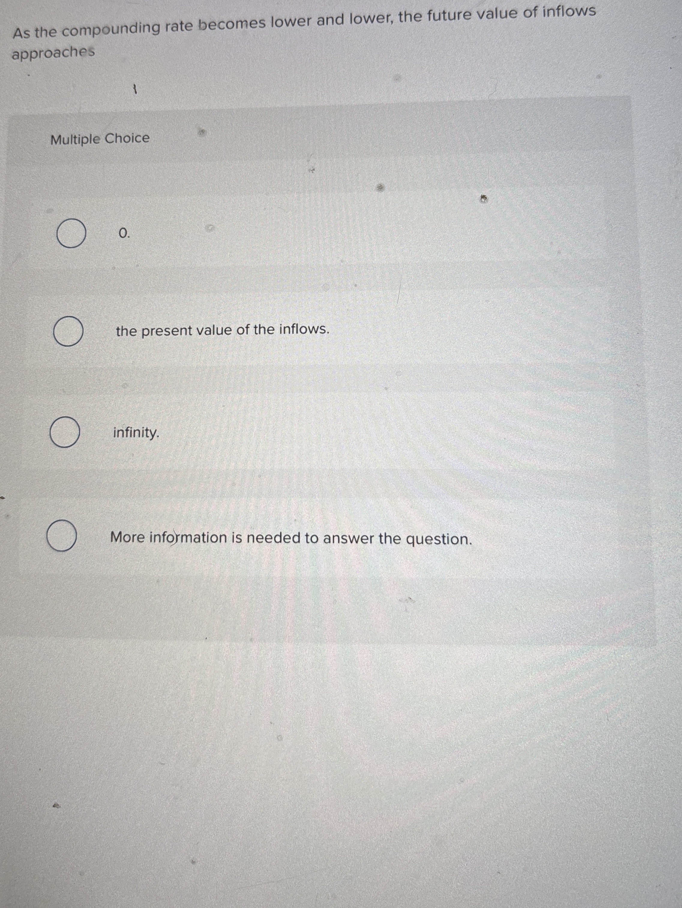  As the compounding rate becomes lower and lower, the future value