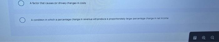 that best matches the following descriotions Fixed cost Multiple Choice The way