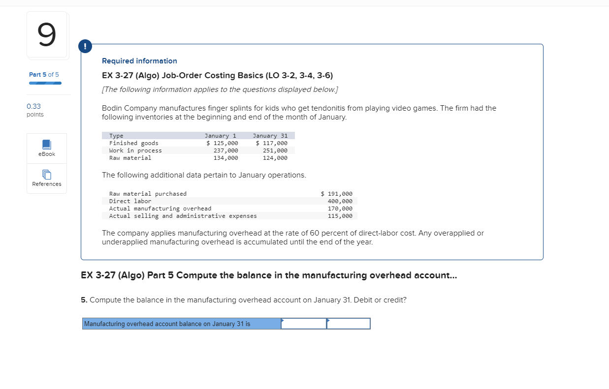  Required information EX 3-27(Algo) Job-Order Costing Basics (LO 3-2,3-4,3-6) [The following
