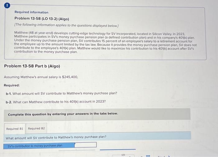 (Algo) The following information applies to the questions disployed bolow.] Matthew (48