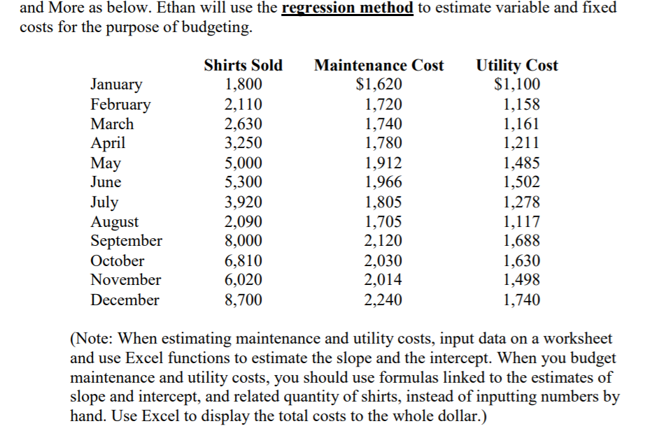 How to break a multiple regression into variable and fixed cost for