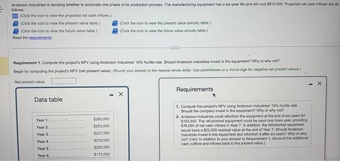  pls help 1-2 Reference Reference Reference Reference Avderson industries is deciding