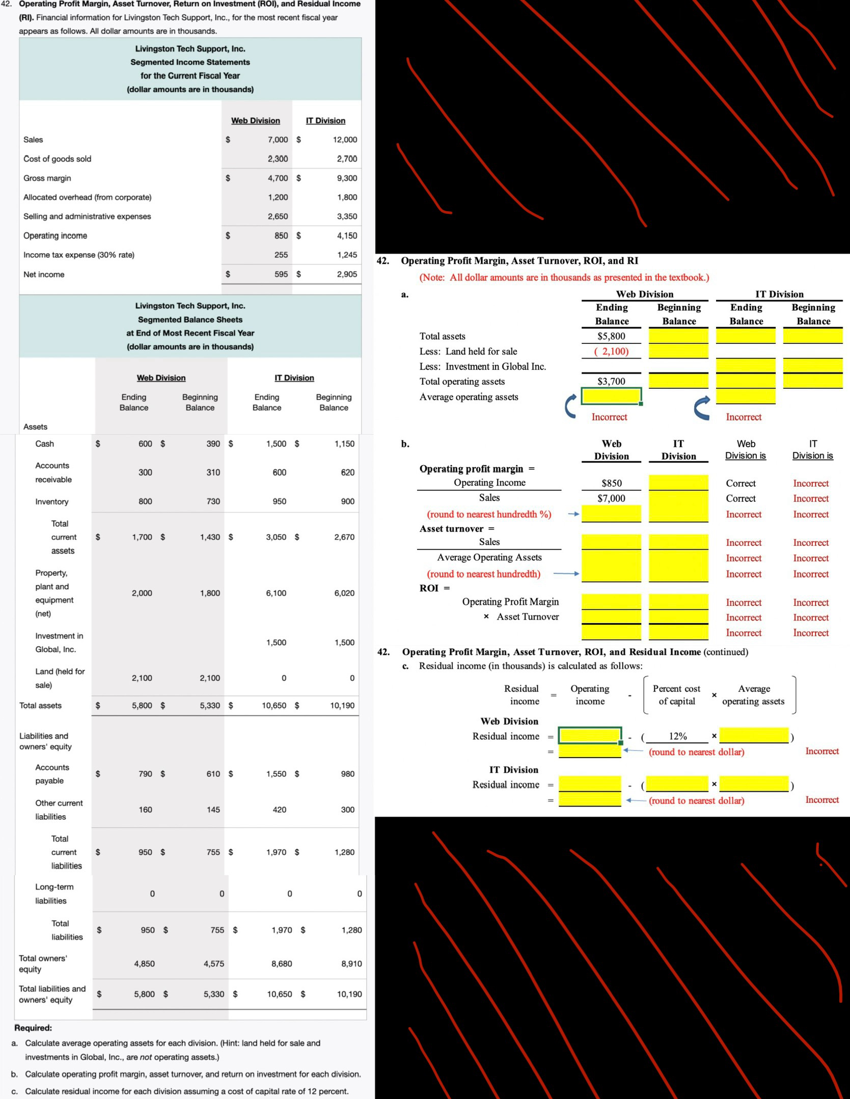  Fill in the missing data for question 42(a),(b), & (c). 