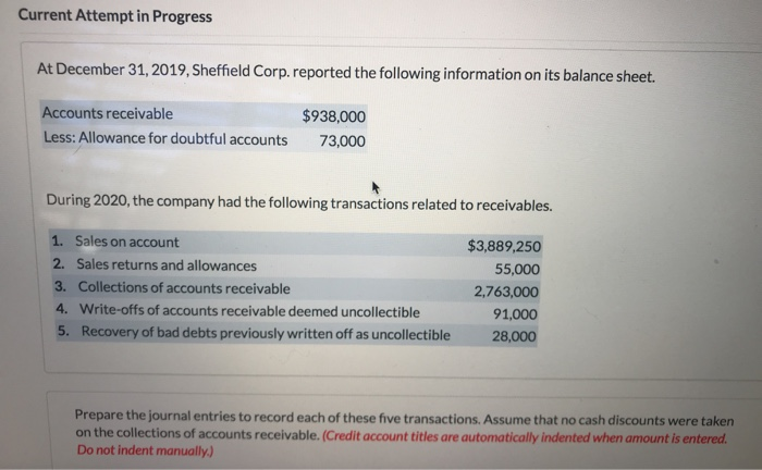  Current Attempt in Progress At December 31, 2019, Sheffield Corp.reported the