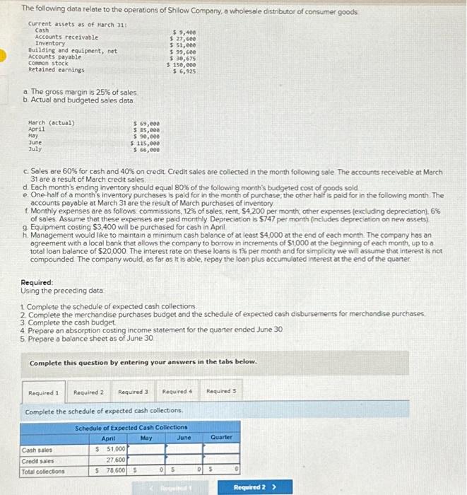Please show work! Complete this question by entering your answers in the