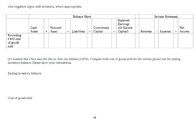 beginning of the current period, Chen carried 1,000 units of its product