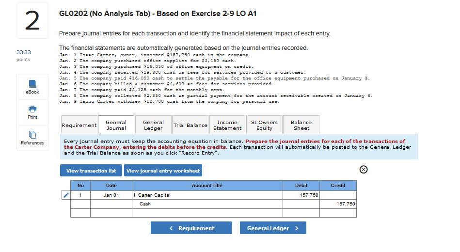 GLO202 (No Analysis Tab) - Based on Exercise 2-9 LO A1