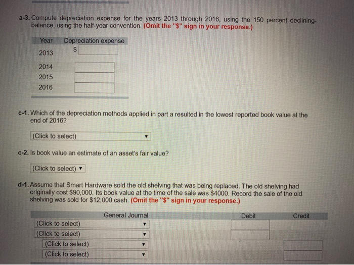 L.O. 1-3,5 Smart Hardware purchased new shelving for its store on April