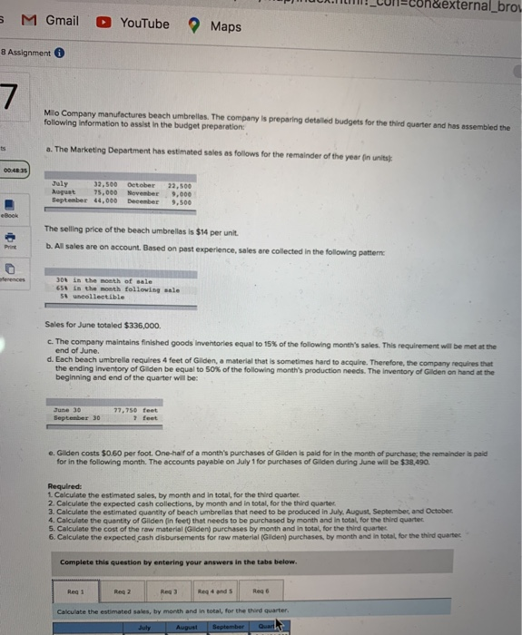  ternal_bro S M Gmail YouTube Maps 8 Assignment 7 Milo Company