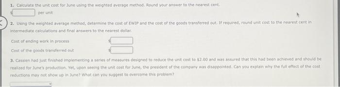 method. Flound your-answer to the nearest cent. per unit 2. Using the