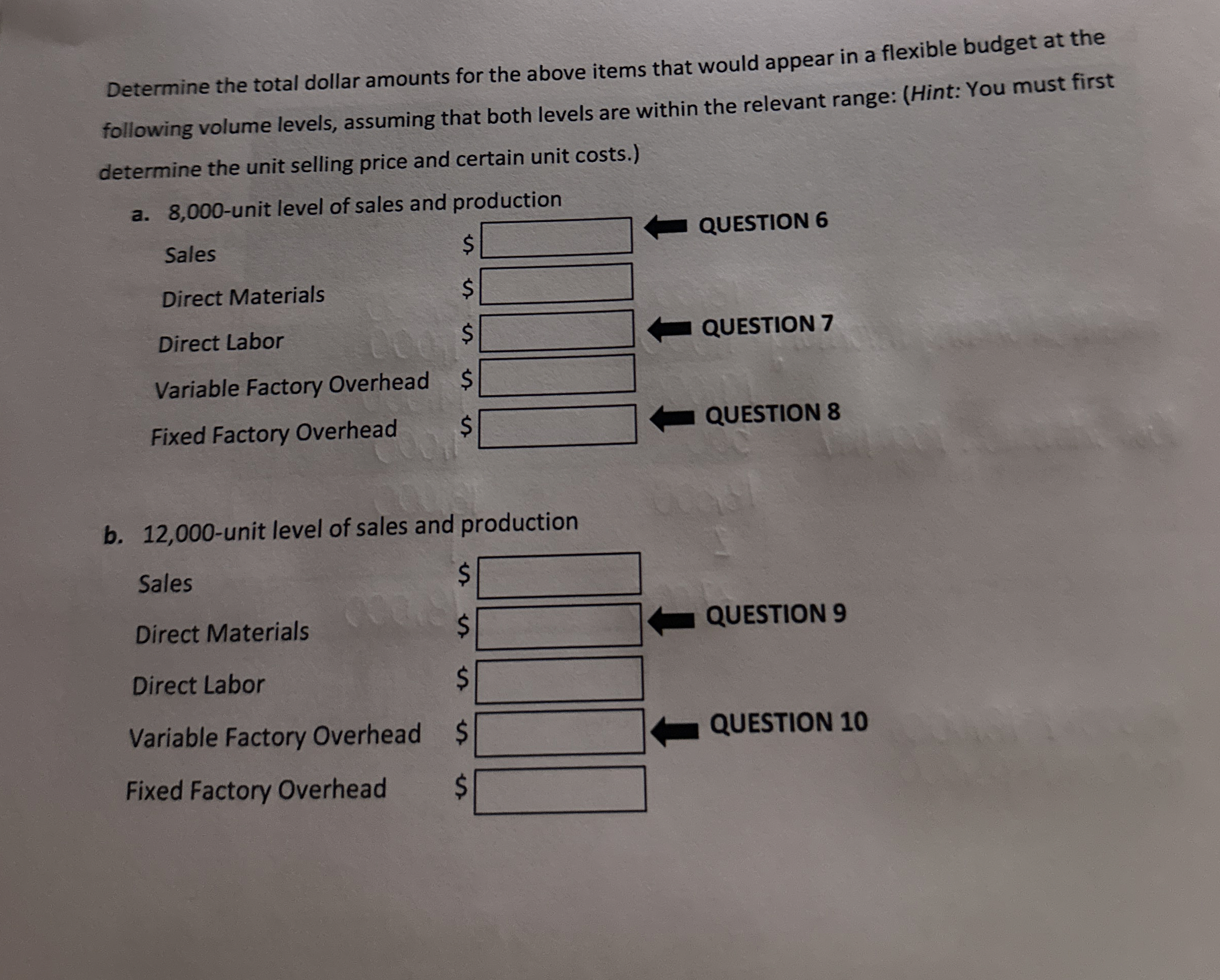  Exercise 7-7 Determining Flexible Budget Amounts Starburst Inc. has the following