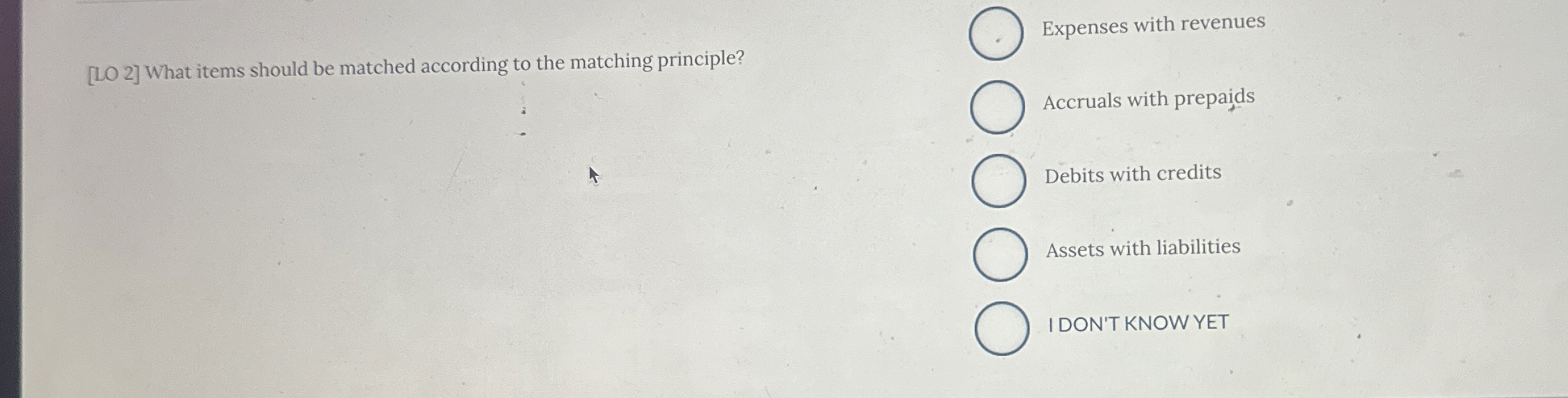  [LO 2] What items should be matched according to the matching