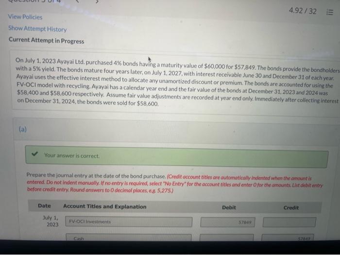  View Policies 4.92/32 Show Attempt History Current Attempt in Progress On