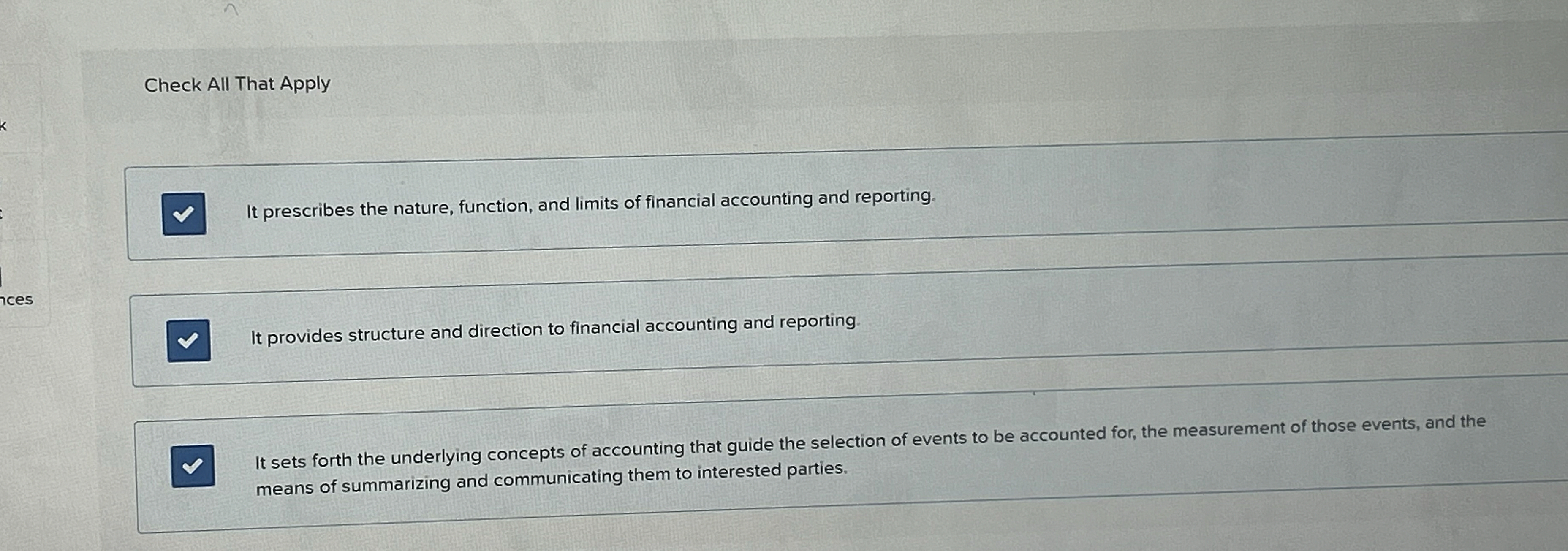  Check All That Apply It prescribes the nature, function, and limits