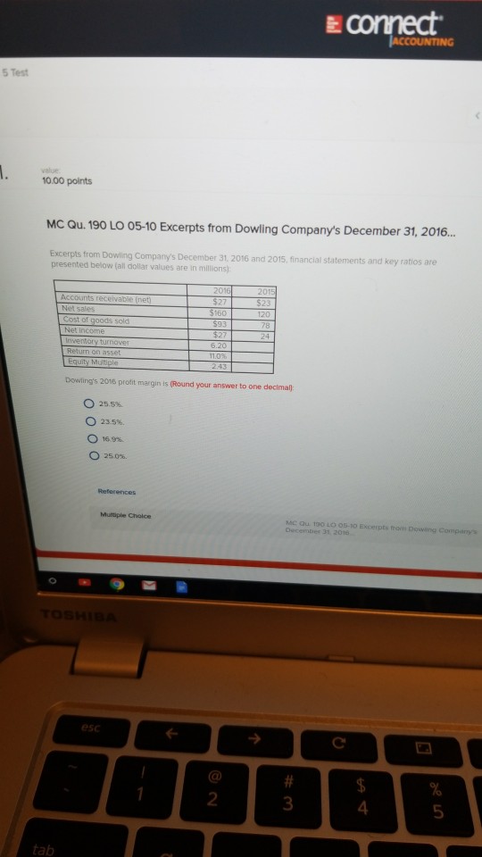  E conect 5 Test 10.00 points MC Qu. 190 LO 05-10