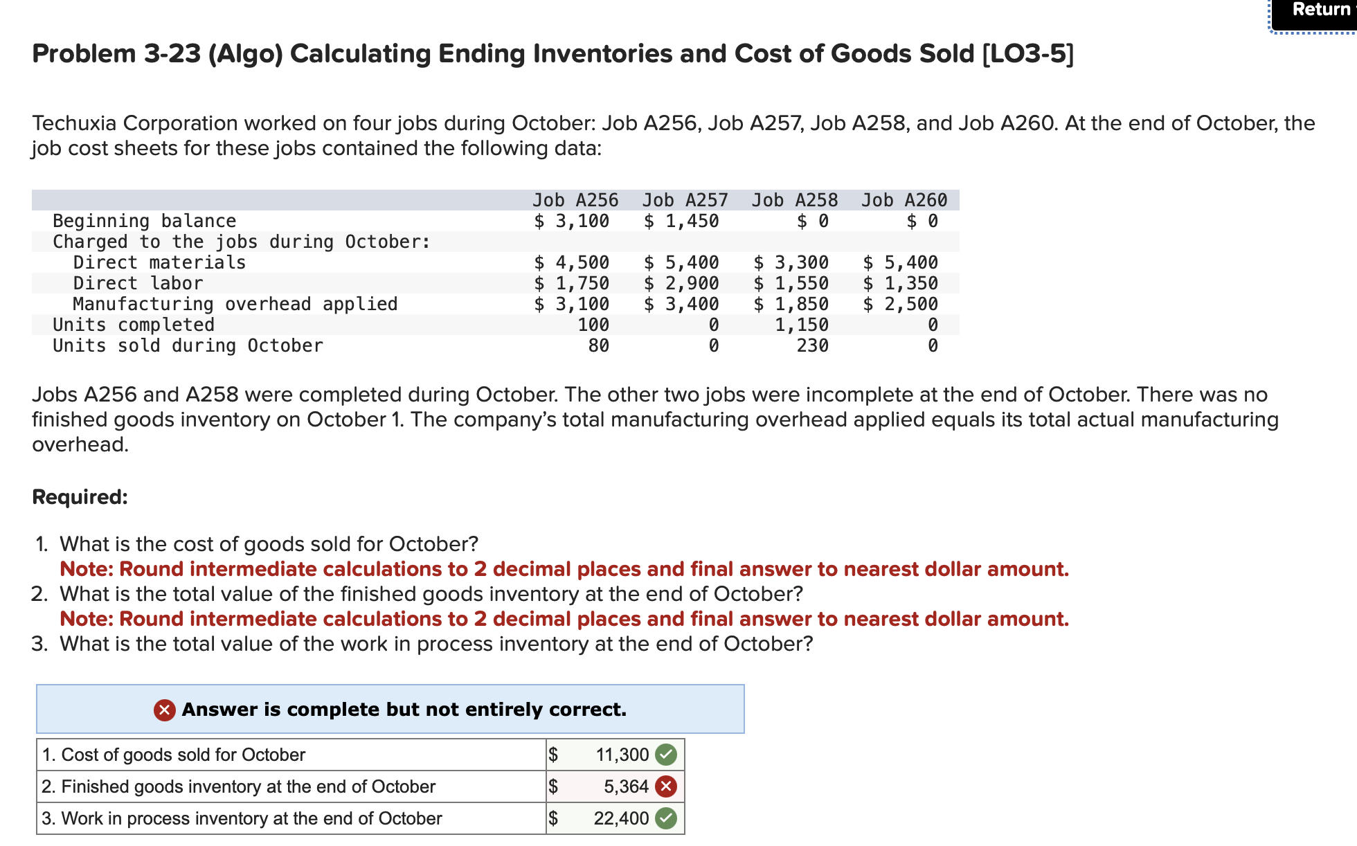  Correct this problem. Problem 3-23(Algo) Calculating Ending Inventories and Cost of