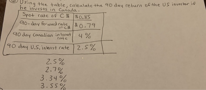  Sing the table, caleulate the 90 day return of the Us