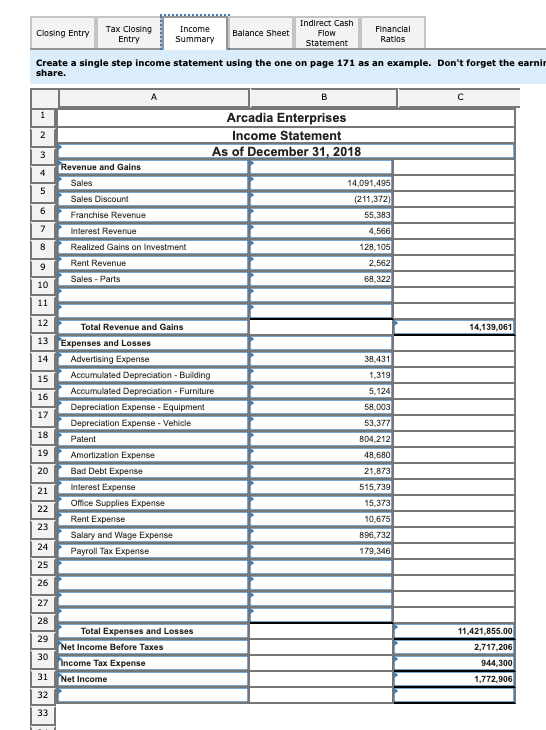 balance sheet. 000 - Required information Arcadia Enterprises Adjusted Trial Balance As
