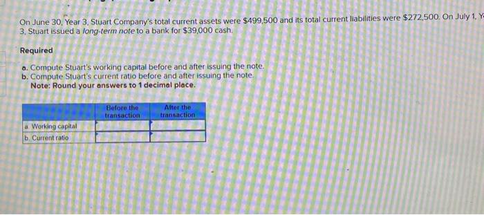  On June 30 , Year 3. Stuart Company's total current assets