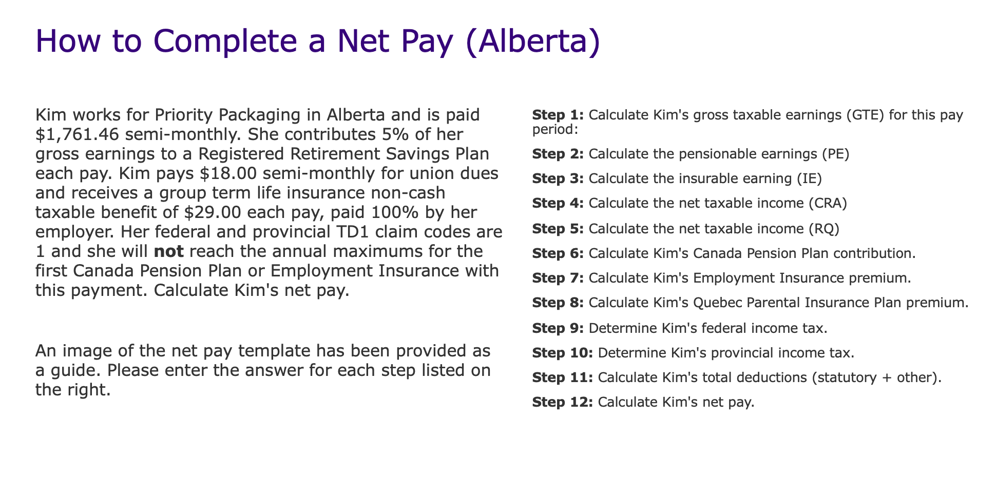  How to Complete a Net Pay (Alberta) Kim works for Priority