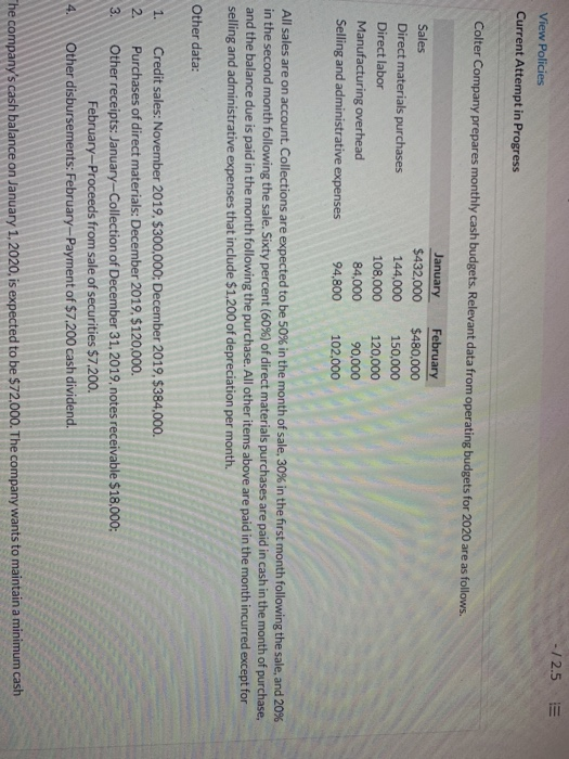  - / 2.5 E View Policies Current Attempt in Progress Colter