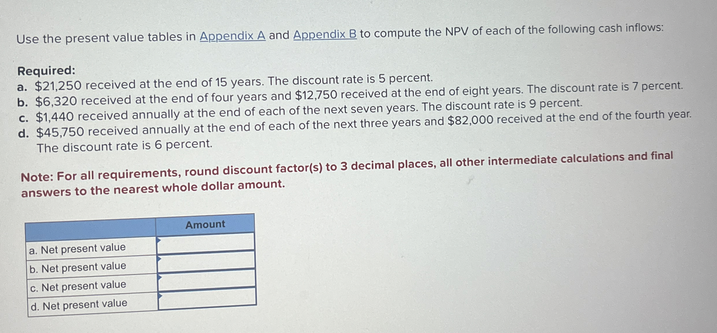  Use the present value tables in Appendix A and Appendix B