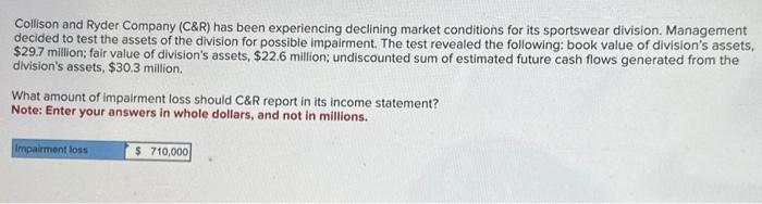 please help. will upvote if correct! Collison and Ryder Company (C\&R) has